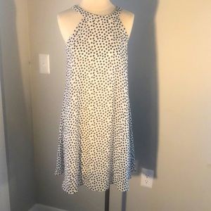 Betsey Johnson Chiffon Polka Dot High Neck Black White Trapeze Dress